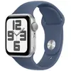 Apple Watch SE GPS 40 mm Aluminium Argent Bracelet Sport Denim - M/L