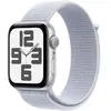 Apple Watch SE GPS 44 mm Aluminium Argent Boucle Sport Nuée bleue