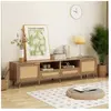 NECHE Meuble tv design en rotin,Commode tv avec pieds en bois massif,2...