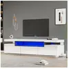 Neche - Meuble tv Brillant et élégant Blanc avec éclairage led 16 coul...