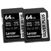 Lexar PACK 2 CARTES SDXC 64GO SILVER PLUS
