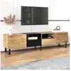 YOLEO Keepbuying - Meuble tv Style Industriel, Design Noir et Bois, 2 ...