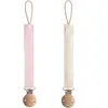 Mushie Lot de 2 attaches-sucettes en lin Blush-Cream