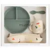 Mushie Coffret Repas En Silicone (4 Pièces) Ecru, Vert
