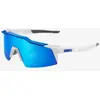 Lunettes 100% Speedcraft SL Blanc Mat Bleu Métallique HiPER Verres Ble...