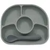 Assiette et cuillère en silicone Yümi GRIS BBlüv
