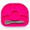 bblüv Assiette compartiments ventousée et cuillère en silicone Rose et gris