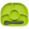 BBLUV Assiette compartiments ventousée et cuillère en silicone Vert et gris