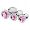 Booty Sparks Lot de plugs anaux en verre avec pierre précieuse rose