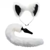 Tailz Ensemble de queue et oreilles de renard blanches