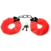 XR Brands - Cuffed in Fur Menottes - Rouge