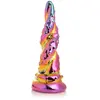 Creature Cocks XR Brands - Dildo en Verre Envoûtant Arc-en-ciel - Jaune & Rose