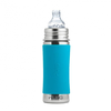 Pura - Biberon évolutif inox 325 ml bec de transition - Turquoise