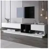 NECHE Meuble TV Contemporain,Grand Banc TV Elégant Blanc Brillant et N...