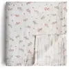 Mushie Maxi lange en coton bio Pink Flowers (120 x 120 cm)