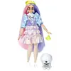Barbie - Extra Bonnet Vert Cheveux Longs Mauve et Rose - Poupée - 3 ans et +
