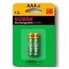 KODAK - Piles rechargeables - Ni-MH - AAA / LR03 - 1000mAh - pack de 2