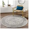SURYA Tapis Rond Vintage Oriental Gris/Blanc Ø 160