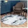 SURYA Tapis Rond Abstrait Moderne Bleu/Blanc/Gris Ø 160 cm