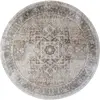 Tapis Rond Vintage Lavable en Machine Marron/Ivoire ø 200 cm - Surya