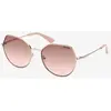 Lunettes Guess Geometric Metal jaune doré avec verres à effet miroir rose femme