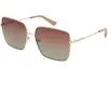 Lunettes Guess Square Metal jaune doré avec verres à effet miroir rouge femme