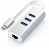SATECHI Hub USB-C 2-en-1 avec 3 Ports USB 3.0 + Ethernet - Argent
