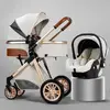 LUXCAR Poussette 3 en 1 Bébé Combinée Siège-Auto Nacelle Haute Réversible Réglable Trio Yoyo Canne Roues increvables Haute Qualité