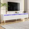 NECHE Meuble tv blanc moderne avec led,design minimaliste,grand rangem...