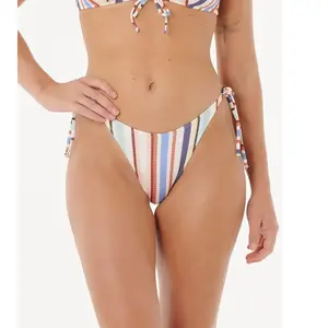Rip Curl Oceanic Stripe High Leg Skimpy Coverage Bikini Bottom 2XS pas cher