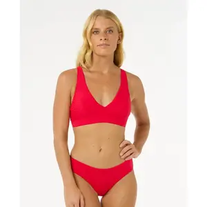 Rip Curl - Women's Premium Surf Deep V - Haut de maillot taille S - D-DD, rouge pas cher