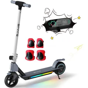 EROLLERRUN Trottinette électrique Enfants 6-12 Ans - Pliable - Écran LED Lumières colorés - 3 Vitesse Hauteur Réglables - Gris pas cher