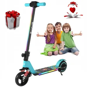 Trottinette électrique Enfants 6-12 Ans - ELSCOOT - Néons colorés  - 130W - Pliable - écran LCD - Bleu CielVendu parcdiscount