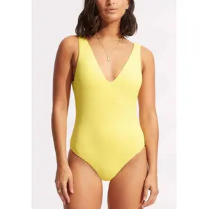 Seafolly Maillot de bain 1 pièce plongeant - Jaune pas cher