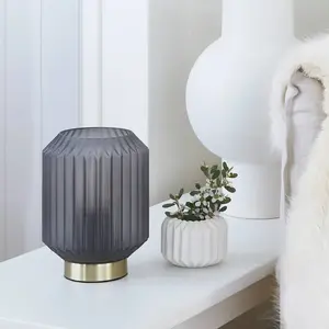 Beacon Lighting Beacon Lampe à poser Clancy, abat-jour en verre gris f... pas cher