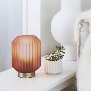Beacon Lighting Beacon Lampe à poser Clancy, abat-jour en verre rose, ... pas cher