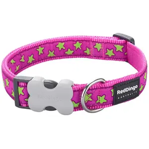 Comparateur de prix : RED DINGO Collier Réglable pour Chien Rose Etoiles Vert 40-60 cm 25 mm