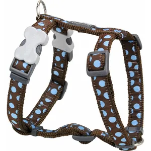 RED DINGO HARNAIS RÉGLABLE POUR CHIEN MARRON POIS BLEU 37-55 CM 15 MM pas cher
