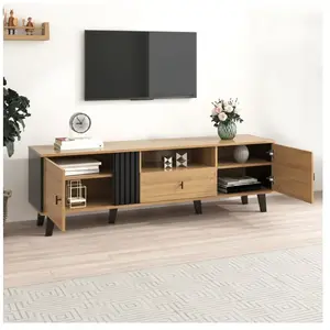 REDOM Modfu - Meuble tv 170x40x50,5cm avec 1 tiroir 2 portes, pieds et... pas cher