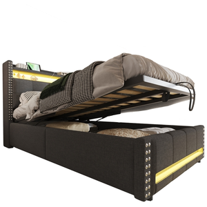 STILVORA Lit coffre 90x200 cm - lit simple avec rangement et éclairage... pas cher