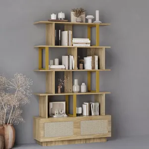 Comparateur de prix : MODFU Bibliothèque 105x32x160cm, etagères ouvertes, avec deux portes e...