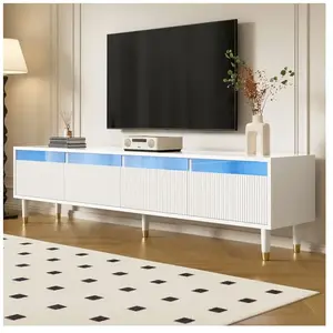 BEAOK Meuble TV avec rangement et LED, 4 tiroirs, meuble télé de salon... pas cher