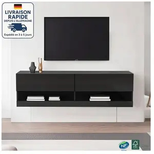 OKMYHOME Modfu - Meuble tv suspendu 140cm -Lumière d'ambiance led régl... pas cher