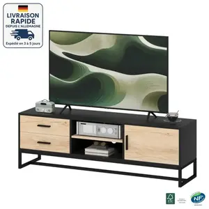 STILVORA Modfu - Meuble tv - Avec tiroirs -Compartiments ouverts - Boi... pas cher