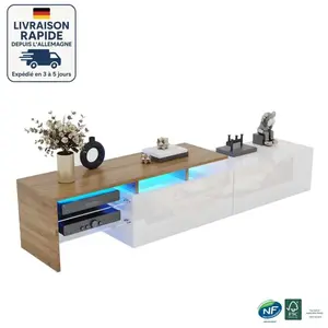 BEAOK Meuble TV 170cm - Lignes épurées - Design moderne - Rangement pr... pas cher