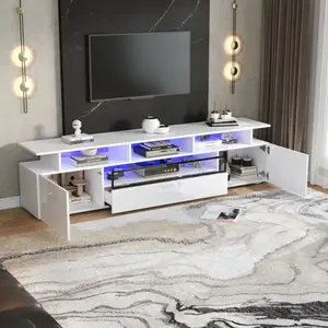 STILVORA Meuble TV LED avec rangement, 2 portes et 1 tiroir, meuble ba... pas cher
