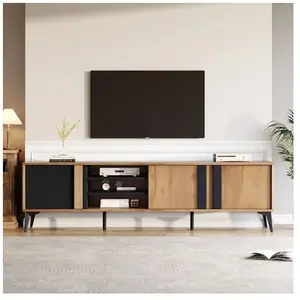 OKWISH Buffet Bahut de Rangement 152,5×40×76,5cm - OKIWSH - 4 Portes - Style Minimaliste - Couleur de Crème Abricot pas cher