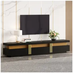 REDOM Wishdor - Meuble tv 200 cm, meuble tv noir avec 3 tiroirs et 1 p... pas cher