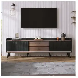 Hauss Spole - Meuble tv 160x40x58cm, 2 tiroirs + 2 portes coulissantes... pas cher