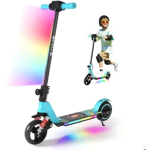 EROLLERRUN Trottinette électrique Enfants Avec Absorption Des Chocs - 130W- 14 Km/h- 8Km - Pliable - écran LCD - Lumière de pédale - Bleu CielVendu parcdiscount